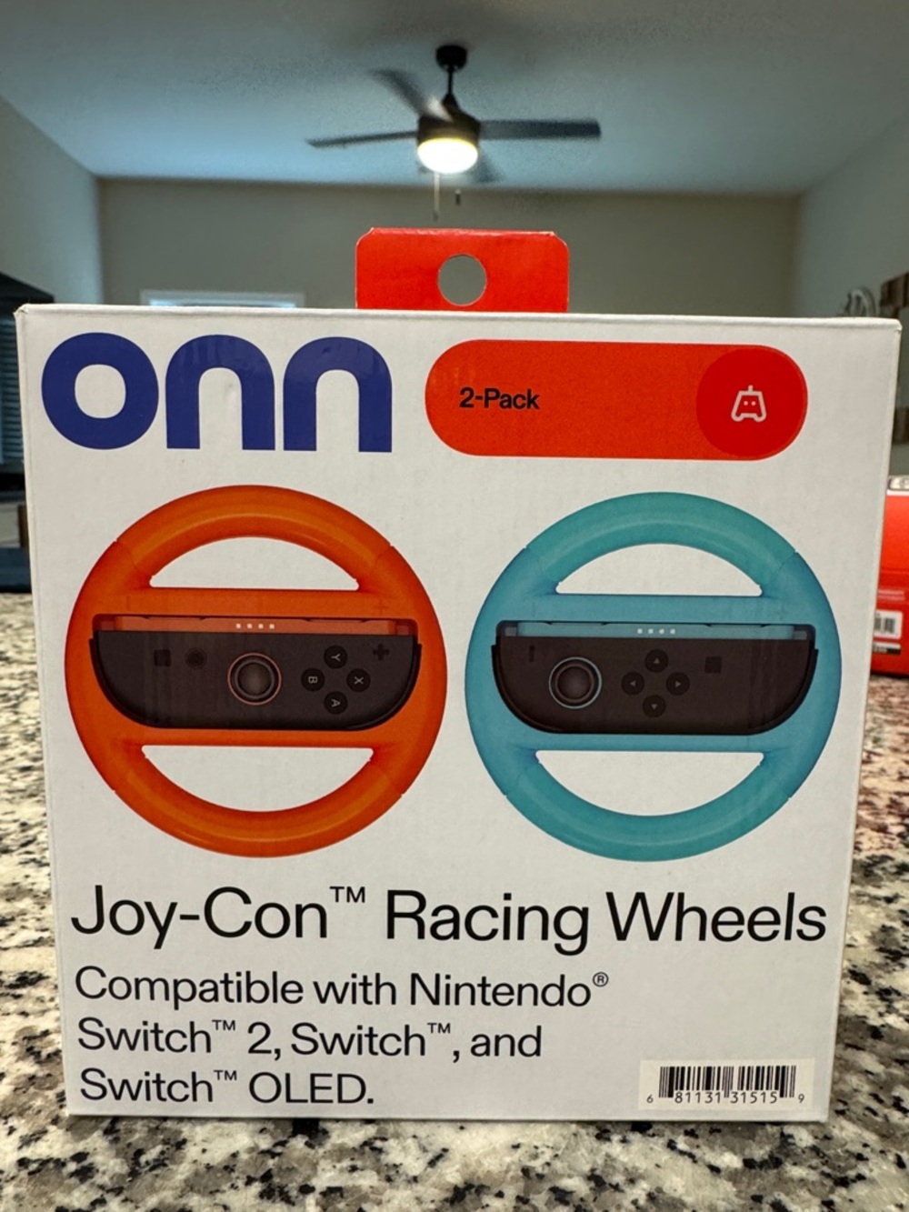Onn Joy-Con Racing Wheels 2-Pack in Orange and Teal
